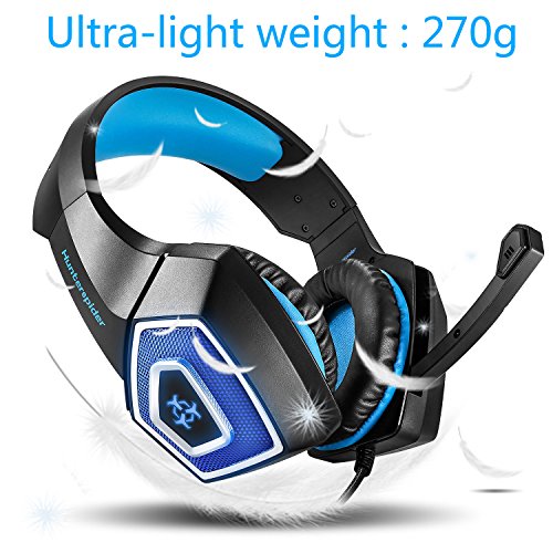 Tenswall PS4 Auriculares Gaming para PS4 o PC  Cascos Gaming con Cable y LED  con Sistema de Control de Volumen y cancelaci  n de Ruido  Color Azul