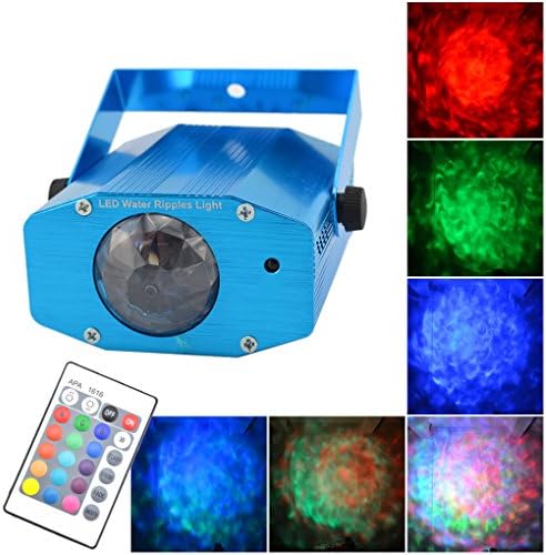 Mini Portable LED Stage Lighting Water Wave Effect Ripple Lights Projector Multi-colour with Remote Control for Party Lightshow Bar Home LWI