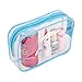 Qianle Women Transparent PVC Clear Waterproof Makeup Wash Holder Pouch Blue L