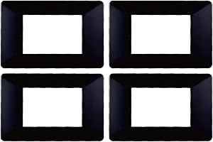 ZOREI 4 Pezzi Placche Compatibile Con Vimar Plana, Placche In Plastica (3 Posti/Moduli,Nero)