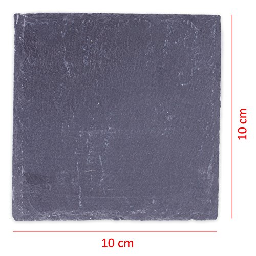 8er – SET Edle Untersetzer Glasuntersetzer Schieferplatte mit Gumminoppen auf der Unterseite 10 x 10 cm aus echtem Schiefer naturbelassen - 4
