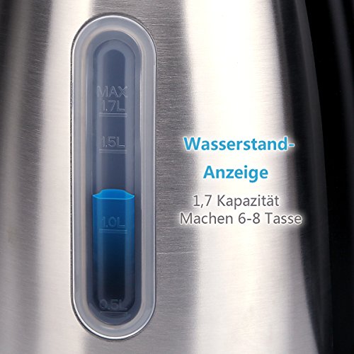 BESTEK 3000 Watt Wasserkocher 1,7 l Leistungsaufnahme (Schnellkoch-Wasserkocher),BPA frei,Kalkfilter,automatische Abschaltung - 5