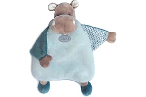 Baby Nat' - Doudou Plat Hippopotame - Idée Cadeau Bébé -Bleu - Bazile - BN0544