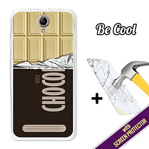 Becool® - Flexible Gel Schutzhülle für Acer Liquid Z6, TPU Hülle aus bestem Silikon gefertigt, die dank unserem exklusivem Design sich einwandfrei an Ihr Smartphone anpasst und optimalen Schutz gewährleistet. weißen Schokoladenriegel + [Schutzglas für das Display aus Premium 9H Hartglas, ultraresistent gegen Kratzer und Stöße]