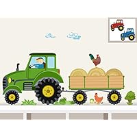 Wandtattoo "Traktor Anhänger Midi" Bauernhof personalisierbarer Wandsticker für Kinderzimmer und Babyzimmer