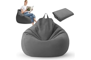 Zinueen Fodera per pouf XL 100 x 120 cm - Pouf da esterno per adulti e camerette, in cotone di lino, per giochi, soggiorno e giardino, imbottitura fai da te, lavabile