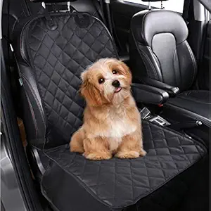 Kozi Pet pedy Pet Front Seat Cover for Cars, Dog Car Seat Cover, Nonslip Rubber Backing with Anchors (Black, Combo 1)
