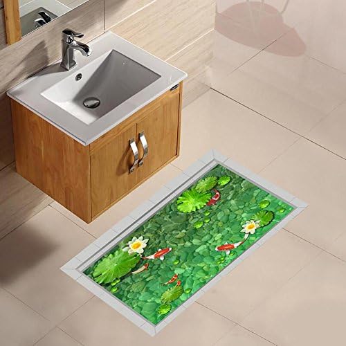 JHYS K033 Pool Lotus Carp Pattern Floor Stickers PVC Material 90*58cm