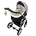 Milk Rock Baby Macano S Pram & Pushchair with 3 frame colors (car seat, raincover, mosquito net, swivel wheels) MO56 White / Pepper & Salt