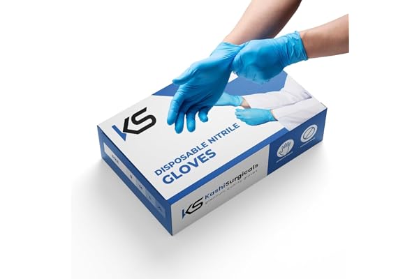 KS Powder Free Nitrile Hand Gloves, Food Grade, Made in Malaysia (Medium, Blue, Box of 80), Pack of 1