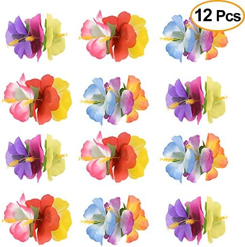 KUUQA 12 Pcs Luau Tropical Hawaiian Flower Hair Clip Accessories Tropical Hibiscus Flower Hair Claw Clips Decorations Package for Girls Women Luau Tropical Birthday Party Favors Supplies (12)