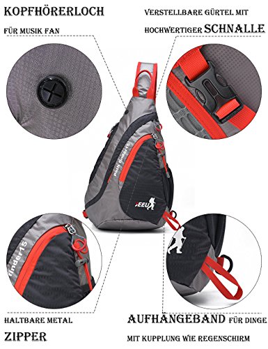 SHOWTIMEZ Sling Tasche, Wasserabweisende Reißfeste Rucksack Brusttasche Schultertasche Umhängetasche für Radsports Reisen Outdoor-Sports - 4