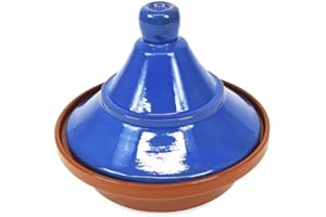 Verano Spanish Ceramics Selena Hand Dipped Glaze Large Tagine - Home Cooking Kitchen Restaurant Dining Décor Dishware Cookware Crockery Casserole Food Cooking Pot Serving Dish Gift - 27cm Blue