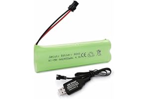 Gecoty® Ni-MH Rechargeable AA Batteries, 4.8V 2400mAh RC Battery Pack with Charge Cable and SM Plug for Remote Control Car, Lighting, Power Tools