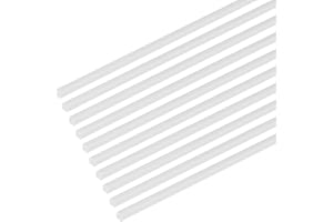 M METERXITY 20-Pack Square Plastic Bars Rods, 1mm x 250mm ABS Smooth Plastic Tube Rod for DIY Craft Sticks/Sand Table Model/Scene Making, Easy to Cut and Paint[White]