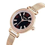 Hswt Damenmode Quarzuhr Damenuhr Edelstahl Analoge Quarzuhr Netzgurt Wasserdicht Ultradünn Edelstahlschnalle Zubehör ansehen,Black