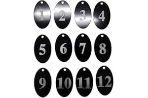 Sourcemall - Etiquetas numeradas de aleación de aluminio con llavero (negro, 1-25)