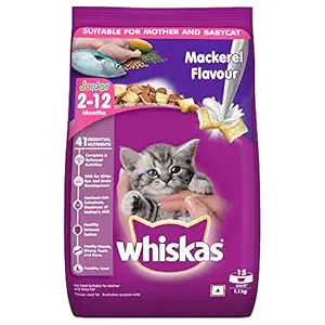Whiskas Kitten (2-12 months) Dry Cat Food , Mackerel Flavour, 1.1kg Pack
