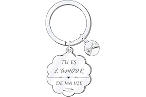 FGHJK Cadeau Noel Couple Saint Valentin Cadeau Femme Porte Cles Couple Acier Inoxydable Cadeau Saint Valentin Homme Femme Cadeau pour Couple Porte Cles Je t'aime Cadeau Anniversaire Couple