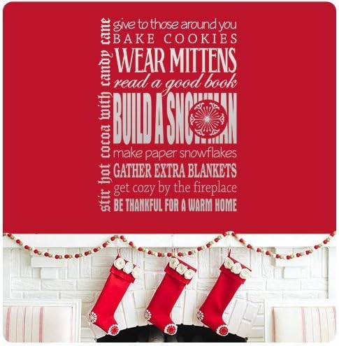 Wall Sticker quotes Christmas Rules Cookies Candy Cane Snowman Wall Decal Sticker Art Mural Home Decor Quote