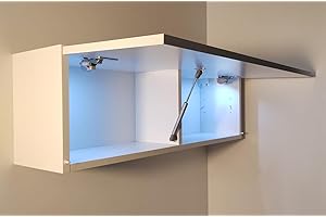 Milionmeblicom Mobilietto Pensile da Bagno Laura Salvaspazio Mobile da Parete Sospeso Armadietto Pieghevole con Apertura Telescopica Mobilietti Illuminazione a LED, Bianco Lucido, 30 x 90 x 23 cm