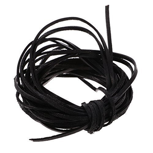 MagiDeal 5 Meter 3mm Flache Lederschnur Für Armband Perlen Schmuck Machen DIY - Schwarz, 5 Meter 3mm