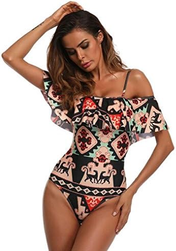 Womens Beachwear,Dorame One Piece Padded Bikini Beach Bathing Suit (XL, Black)