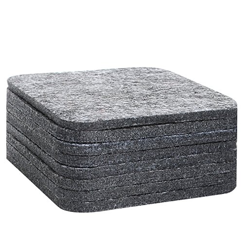 Premium Filz Untersetzer in Dunkelgrau | Hochwertiges 8er Set aus 100% Merinowollfilz| Quadratische From 10 x 10 cm und 5 mm ‚extra dick‘ | Filzuntersetzer für Gläser, Tassen, Vasen - 4
