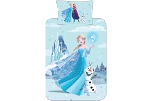 Disney Frozen Single Duvet Cover Bedding Set - Elsa, Anna & Olaf - Polycotton Bedding for Girls Kids - Official Licensed Design - Soft & Comfortable - Perfect for Frozen Fans (Single)