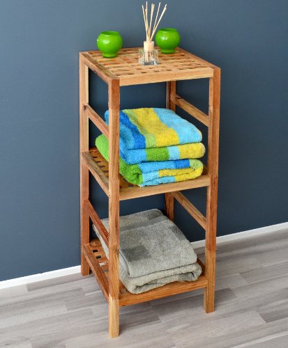 Regal Standregal Hochregal 85 cm aus Walnuss Massivholz für Bad, Wohnzimmer, Sauna, Flur, Diele, Küche, Büro und Kinderzimmer - 2