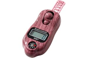 Digital Rotating Beads Jaap Counter with Built-in Compass, Electronic Tasbeeh for Prayer & Meditation, 5-Digit LED Display Tally Counter with Adjustable Strap, Wood-Grain Finish (Purple)
