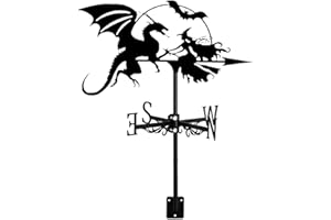ANCNA-U Mini Flying Fairy Witch Metal Weathervane Wind Direction Measuring Instrument Roof Installation Weather Vane Farm Scene Garden Art Deco Accessories,Witch Dragon