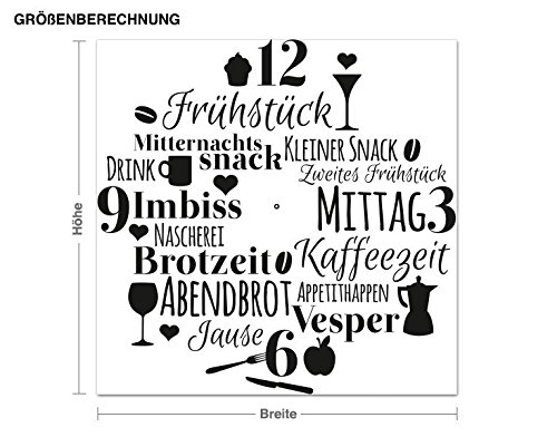 Wandtattoo-Uhr Mahlzeit B x H: 70cm x 69cm Farbe: lila von Klebefieber® - 2
