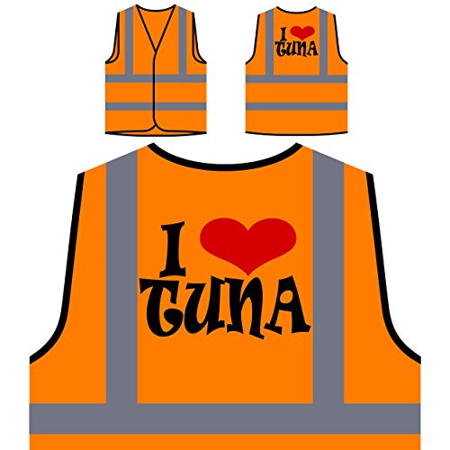 Ich liebe Thunfisch Neuheit Personalisierte High Visibility Orange Sicherheitsjacke Weste r10vo
