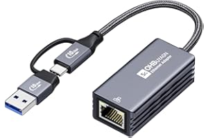 OHBUYAGN USB 5G LAN Adapter Ethernet Adapter USB 3.2 Gen 2 auf RJ45 5000Mbps Gigabit Netzwerkadapter auf Aluminium kompatibel mit Laptop,Linux,PVE,PC unter Windows 11/10/8 usw