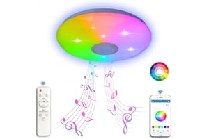 WUYOR LED Ceiling Lights Bluetooth Speaker 36W, Music Colour Rhythm Dimmable RGB Ceiling Lamp with Remote/APP Control, Waterproof Ceiling Lamp for Bedroom Bathroom Ø30cm for Living Room, Kitch,Kid's Room