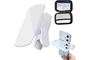 SPRIEßEN Lusterko lustrzane do telefonu komórkowego, regulowane lusterko odblaskowe do telefonu, klips do aparatu fotograficznego, reflektor do selfie, klips do nagrywania zdjęć i filmów (biały)