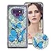 Produktbild Flüssig Hülle für Samsung Galaxy Note 9, Obesky Bling Glitzer Treibsand Handyhülle Transparent Weiche TPU Silikon Schutzhülle mit Blau Schmetterling Muster Kreativ für Samsung Galaxy Note 9