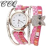 TianWlio Armbanduhren Damen Art und Weise Beiläufige Analoge Quarz Frauenrhinestone Eulen Armband Uhr