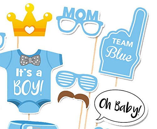 CAOLATOR 25 Stücke Fotorequisiten Fotoaccessoires Masken Fotorequisiten Baby Junge Partydekoration (Windeln, Flaschen, Socken, Gläser, Luftballons, Bart) - 3