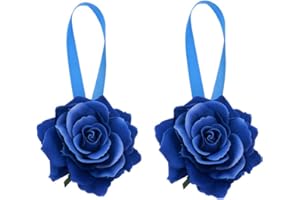 Moraphee 2 Pezzi Tieback con Fibbia per Tenda con magneti Stick Anywhere Holdbacks per Tenda con Finestra Rose Flower Rope, Lunghezza 40cm-Blue