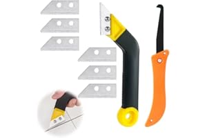 Flintronic Grattoir à Joints, Lot de 9 Grattoirs Joints Carrelage avec 7 Lames de Rechange et 1 Scie Coudée, Grattoir Rasoir Nettoyage pour Carrelage, Grattoir a Dejointer Carrelage