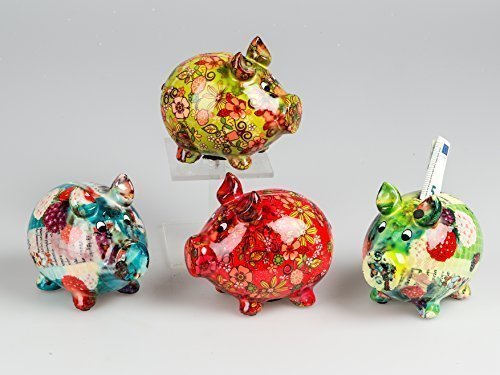 Modernes und cooles Sparschwein farbig FLOWER POWER Höhe 15 cm