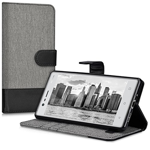 kwmobile HÃ¼lle fÃ¼r Nokia 3 - Wallet Case Handy SchutzhÃ¼lle Kunstleder - Handycover KlapphÃ¼lle mit Kartenfach und StÃ¤nder Grau Schwarz
