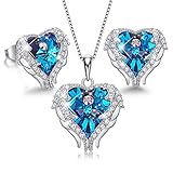 halskette 3er set ♥ ANGEL WING HERZ DESIGN ♥ Dieser elegante Anhänger wurde von Weißgold Wing Rahmen mit einem Blau Herz Kristall in der Mitte gefertigt. Das fließende Design ist inspiriert von weicher und anmutiger Wing, die am Himmel flattert und sich um die wahre Liebe dreht. Diese Halskette ist das beste Geschenk für faszinierendes Mädchen, auch die auffällige Kollektion für jeden Anlass!