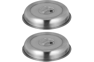 KICHVOE Stainless Steel Griddle Dome 2pcs Stainless Steel Cheese Melting Dome Metal Food Dome Cover Round Steaming Basting Cover Lid for Outdoor& Indoor- 28CM Stainless Steel Food Cover