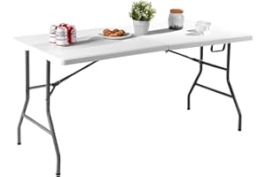 COSTWAY Mesa Plegable 153 x 74 x 74 cm para Jardín Camping Picnic Fiesta BBQ Playa Mesa Portátil para Exterior Al Aire Libre Carga Máxima 150 kg