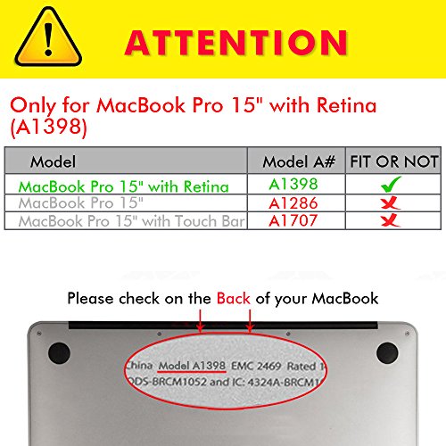 Macbook Pro 15 Retina Hülle,TECOOL [Ultra Slim Serie] Plastik Hartschale Schutzhülle Snap Case und Silicon Tastatur Abdeckung für Apple MacBook Pro 15,4 Zoll – Schwarz - 2