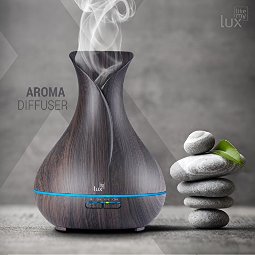 Aroma Diffuser, Likemylux 400ml Ultraschall Öl Diffusor LED mit 7 Licht Farben Duftzerstäuber Duftlampe Humidifier Aromatherapie Luftbefeuchter Holzmaserung Dunkel für Yoga Salon Spa Wohn-, Schlaf-, Bade- oder Kinderzimmer Hotel - 5