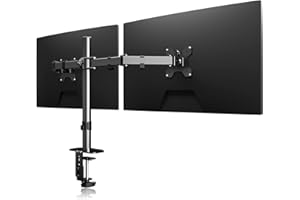 Suptek Supporto per 2 Schermi da Scrivania, Braccio per Doppio Monitor da Tavolo per Due Monitor LCD TV LED da 13-27 Pollici, Dual Supporti per Monitor Schermo per Computer PC Staffa